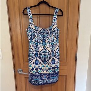 Blue and White Patterned Women's dress by Cara Cara New York nwt